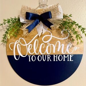 Navy and Natural Welcome Wall Decor
